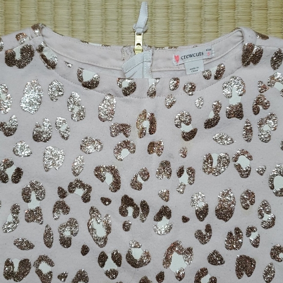 J.Crew Crewcuts Glitter Gold Cheetah Fleece Terry "T" Dress - Picture 2 of 5